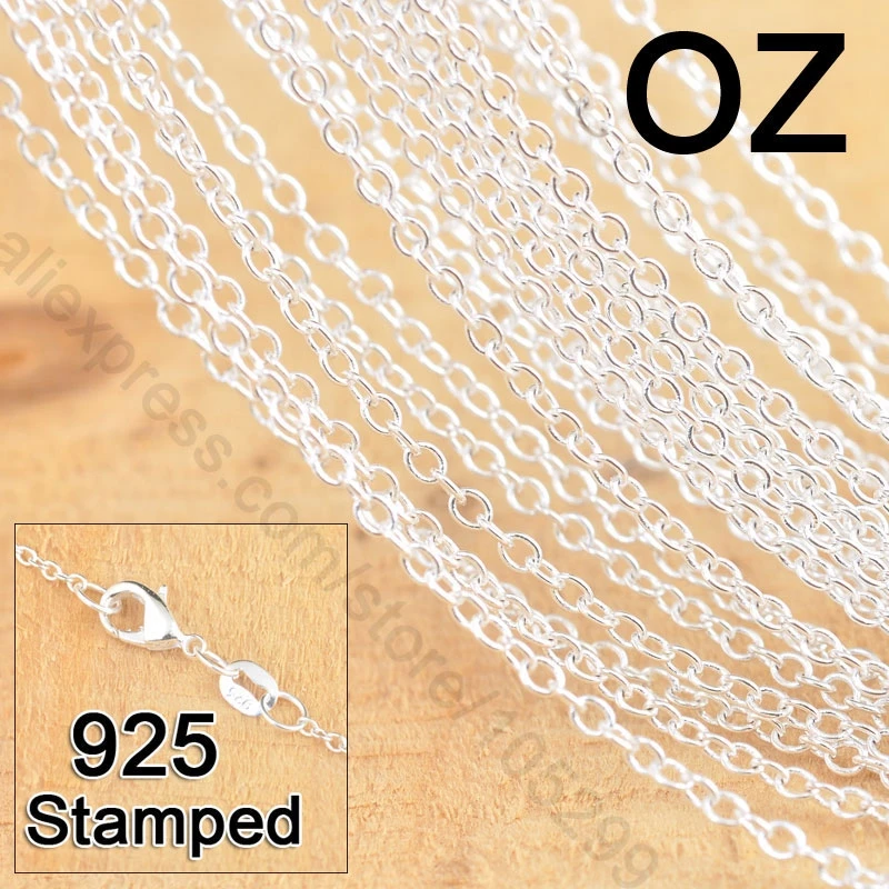 

Wholesale 50Pcs 18" 925 Sterling Silver Jewelry Link Rolo O-Chains Necklace With Lobster Clasps Findings Accessory