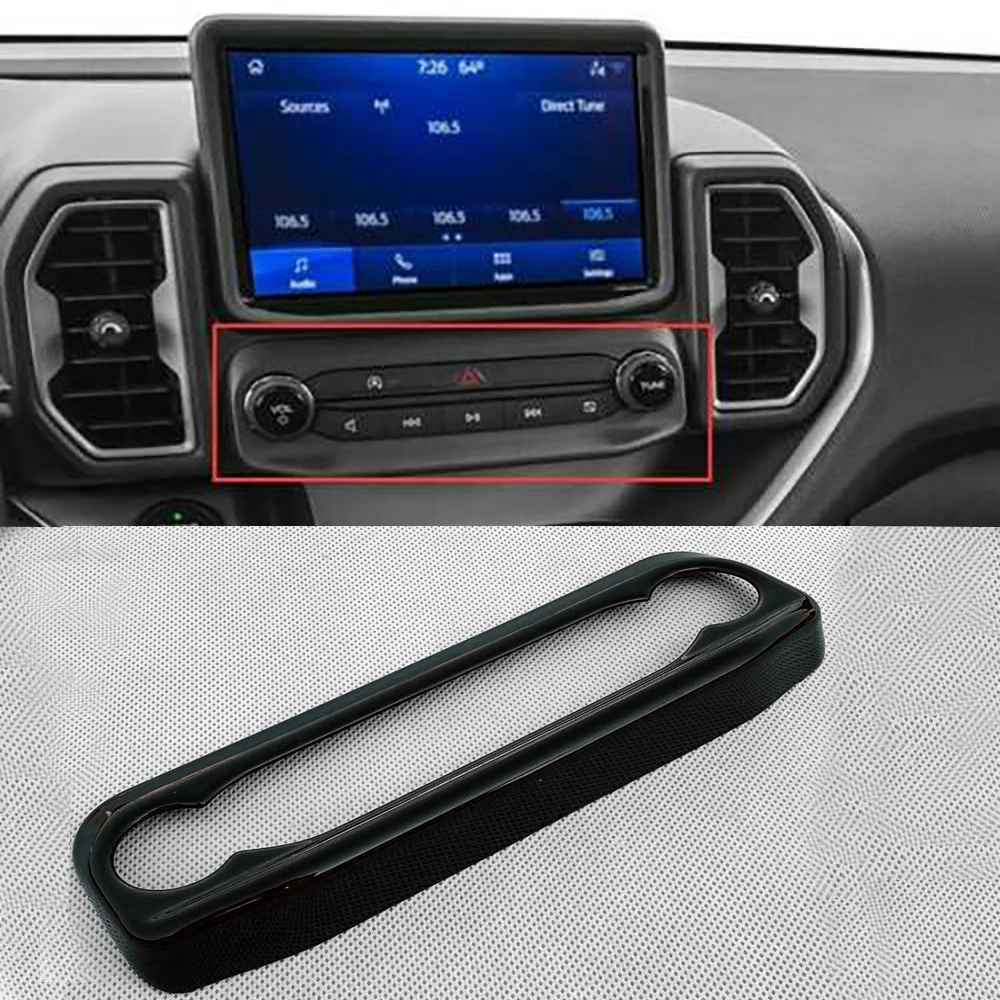 

Car Central Console Navigation Frame Cover bright black Air Condition Adjust Knob Panel Trim For Ford Bronco Sport CX430 2021-22