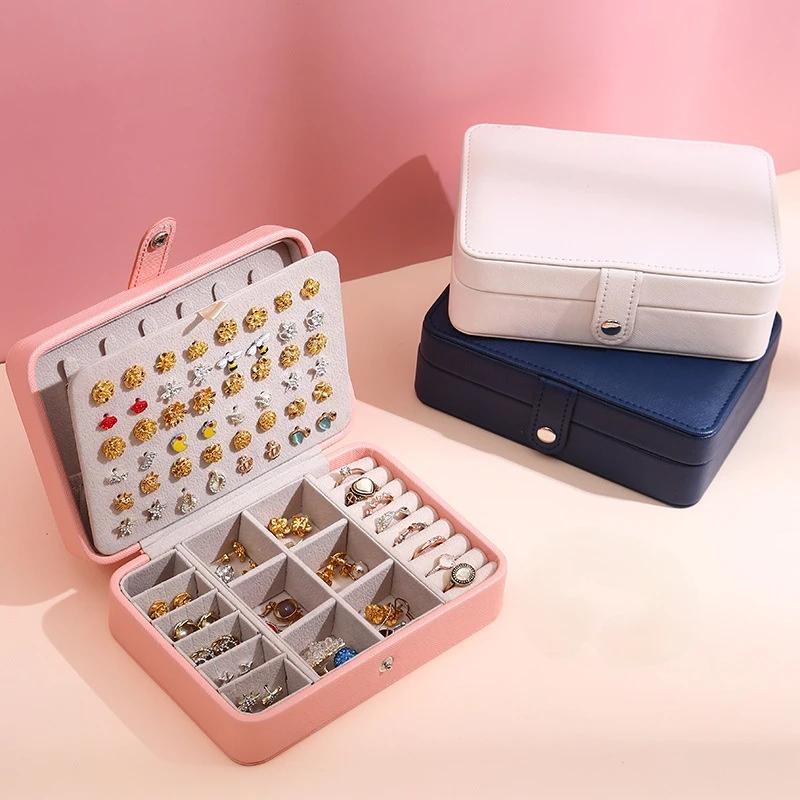 Jewelry Box PU Leather Jewellery Storage Earring Boxes Packaging Storage Display Case Organizer for Home Travel Girl Gift