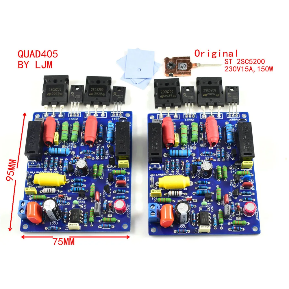 2pcs QUAD405 125W+125W HIFI Power Amplifier Board Dual 2.0 Channel