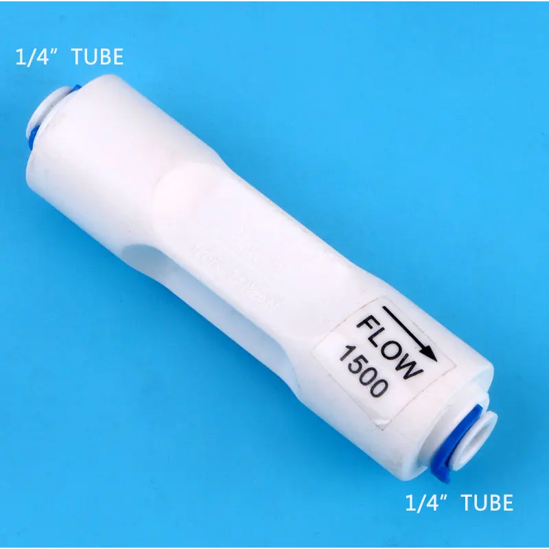 1/4" Tube Straight-through Type 1500CC Waste Water Flow Regulater Restrictor Hose Reverse Osmosis Quick Connector Pipe Fittiing