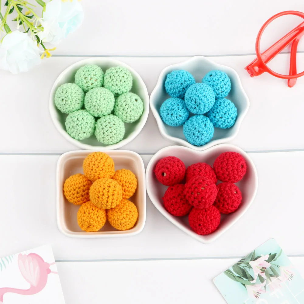 16/20MM Knitting Crochet Round Wooden Beads 20Pcs/Lot Handmade Ball DIY Necklace Jewelry Organic Teething Bracelet Beads