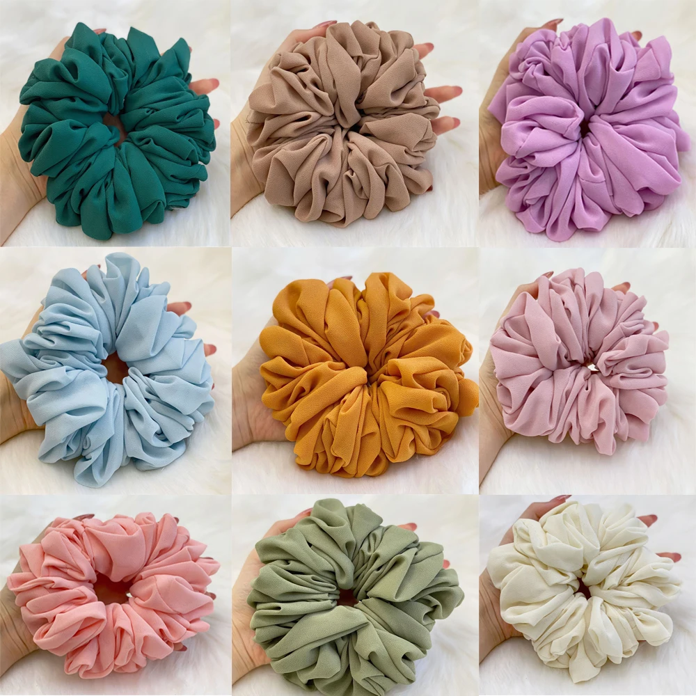 Hair Accessories Ties Scrunchies Christmas Gift Headwear Chiffon For Women Girls Strips Fashion Solid Floral Ponytail Holder New