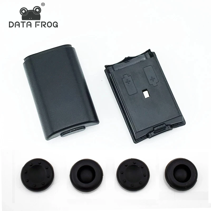 DATA FROG 2pcs Battery Case Replacement Part for Xbox 360 Wireless Gamepad Battery Pack Cover Shell with 4pcs Silicone Grip Caps