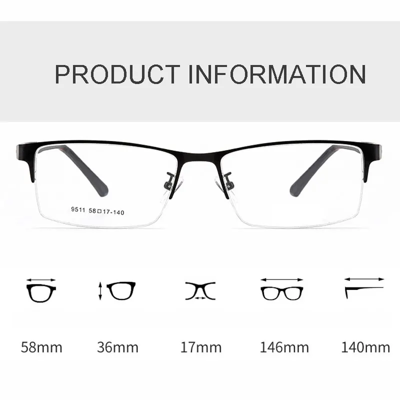 New Arrival Browline Frame Alloy Frame Eyewear Men Business Style Half Rim Rectangle Spectacles with Spring Hinges