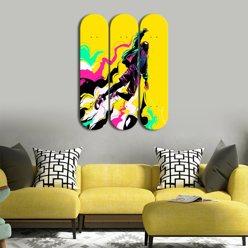 Boy Skateboard Art Collection Furnish and Decorate Super Men Parallel Universe Skate Deck Wall Art for Teen Room Decoration