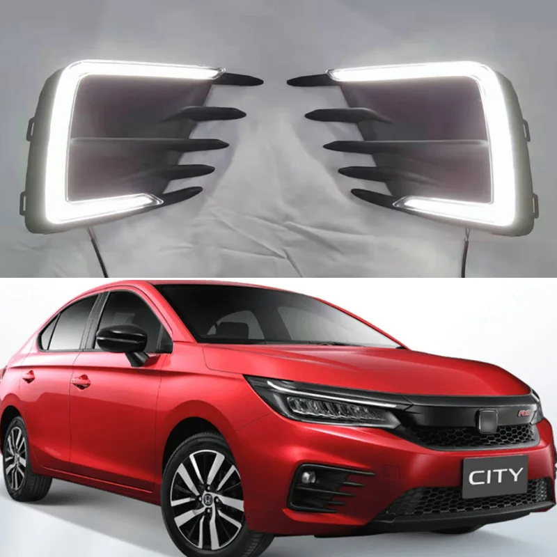 

Car LED DRL Daylight For Honda City RS 2020 Dynamic Yellow Turn Signal Daytime Running Light Fog Lamp Auto Driving Headlamps