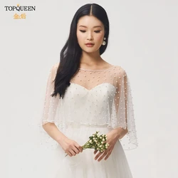 TOPQUEEN G27 DIY Luxury Capes for Wedding Dresses Wedding Wrap Shawl Pearl Bridal White Evening Jacket Wedding Female Bolero