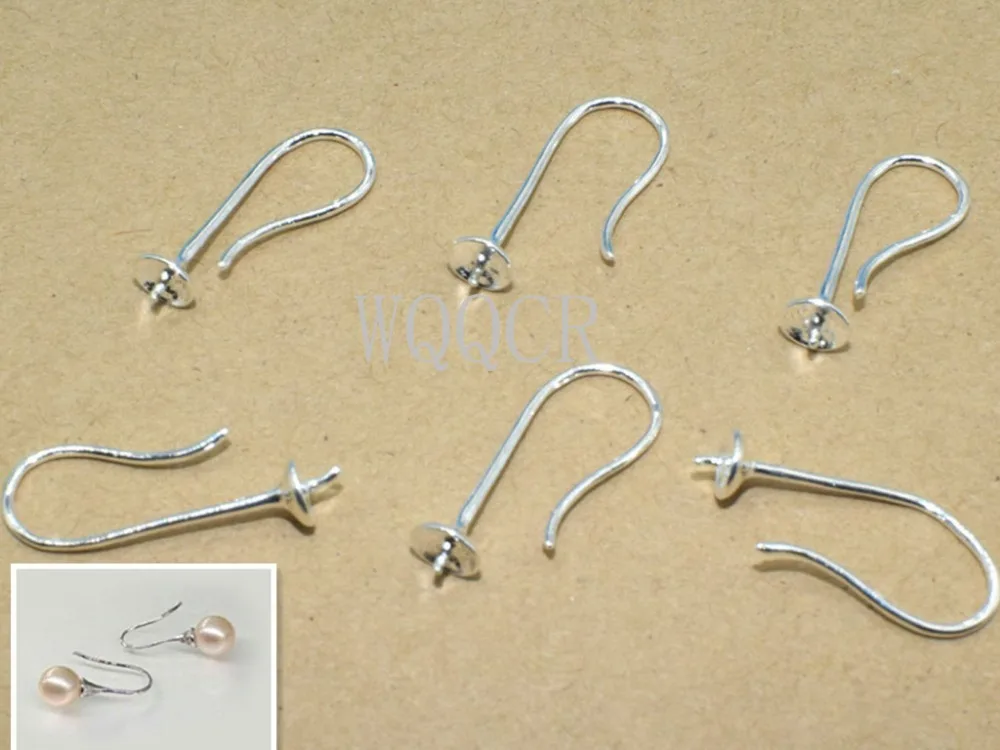 50PCS Wholesale Jewelry Making Beads 925 Sterling Silver colorFindings Line Earring Hook Earwire For Beads Earring