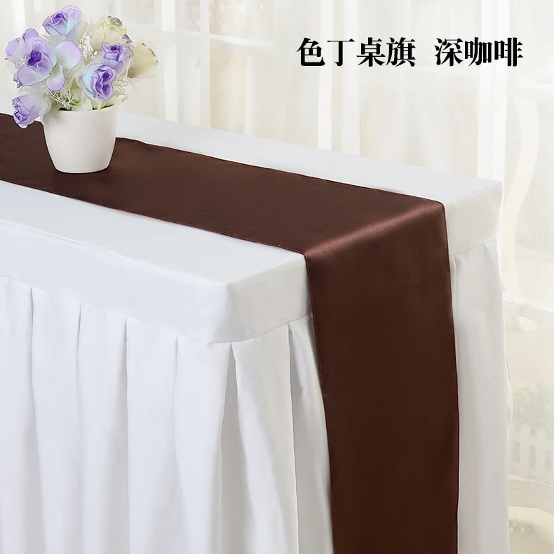 Barato 10 corredores de mesa de satén blanco/rojo/negro/oro/plata/champán 18 colores 30*275cm para boda Hotel banquete decoración del hogar