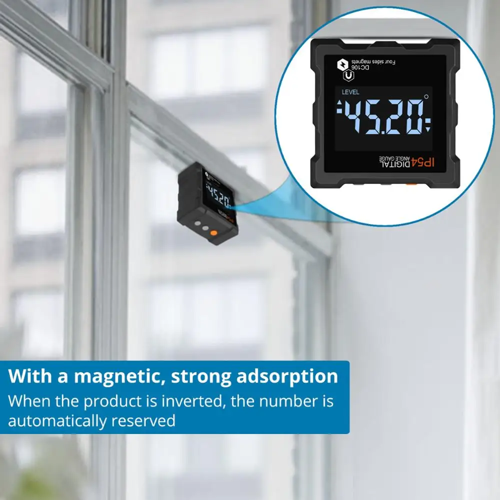 Imagem -04 - Digital Inclinômetro Ângulo Calibre Lcd Backlight Transferidor Finder Chanfrado Nível Caixa 0360 ° à Prova Impermeável Água com Facetas Baseadas Magnéticas