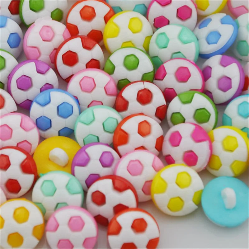 50pcs fashion mix colors cute football Baby/Kid\'s Backholes Sweing buttons PT71