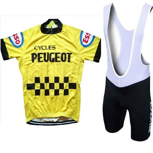 

PEUGEOTful TEAM YELLOW Retro Classic Cycling Jerseys Set Racing Bicycle Summer Short Sleeve Clothing Kit Maillot Ropa Ciclismo