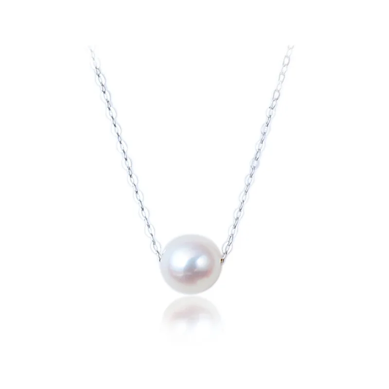 YIZIZAI Genuine 925 Sterling Silver Simple Korean Natural Freshwater Pearl Necklace Pendant Women\'s High Quality Jewelry Gift