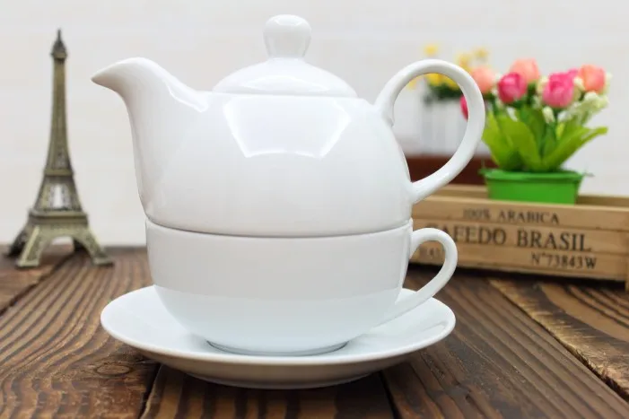 

kitchen Simple ceramic pure white mother pot one cup folded pot flower teapot coffee pot