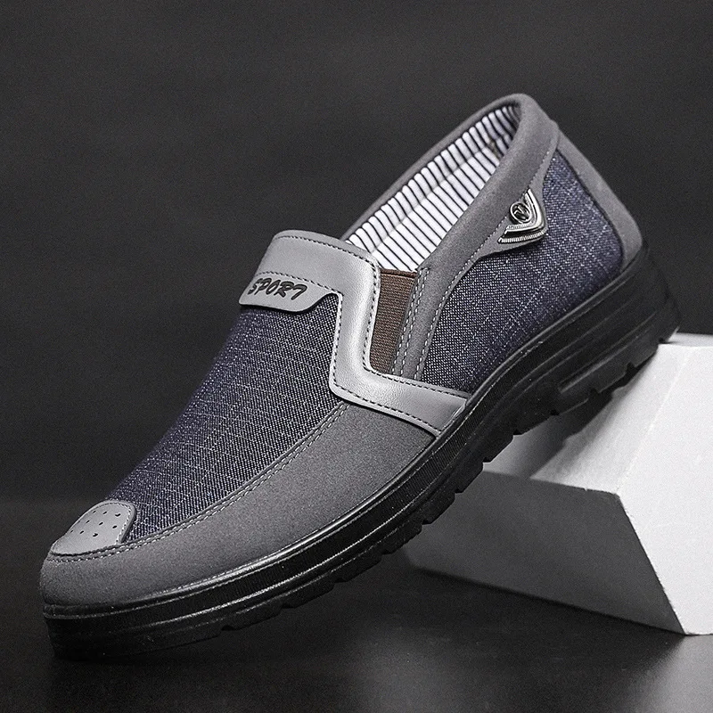 Canvas Loafers Shoes Slip on Men Casual Shoes Summer  Breathable Fashion Soft Flat Driving Shoes698