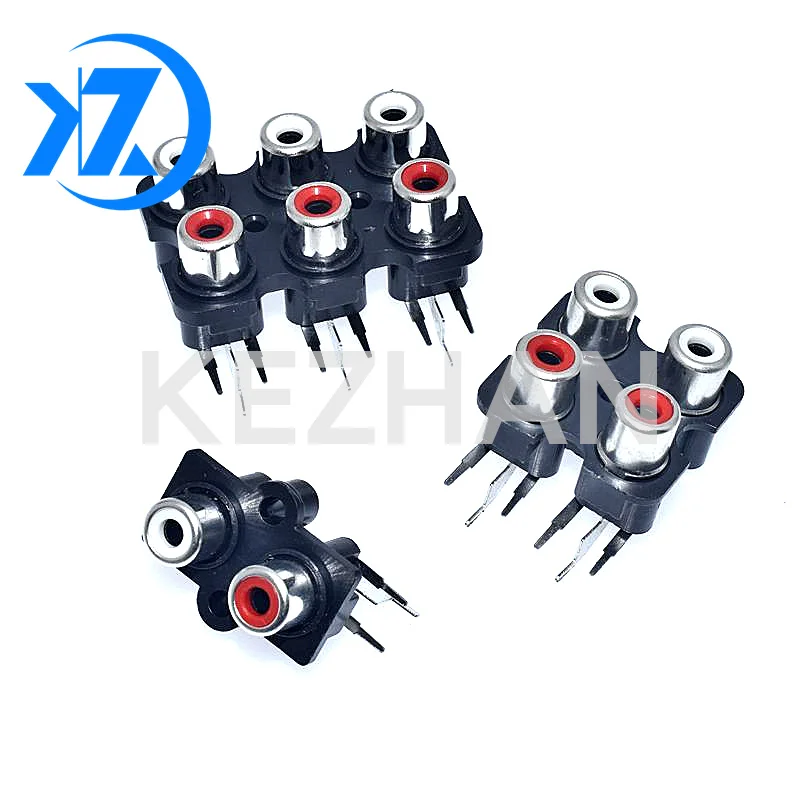 5Pcs 2/4/6 Hole RCA Female Stereo Audio Jack AV Audio Input Socket Connector Lotus Row Amplifier Interface Signal Connection