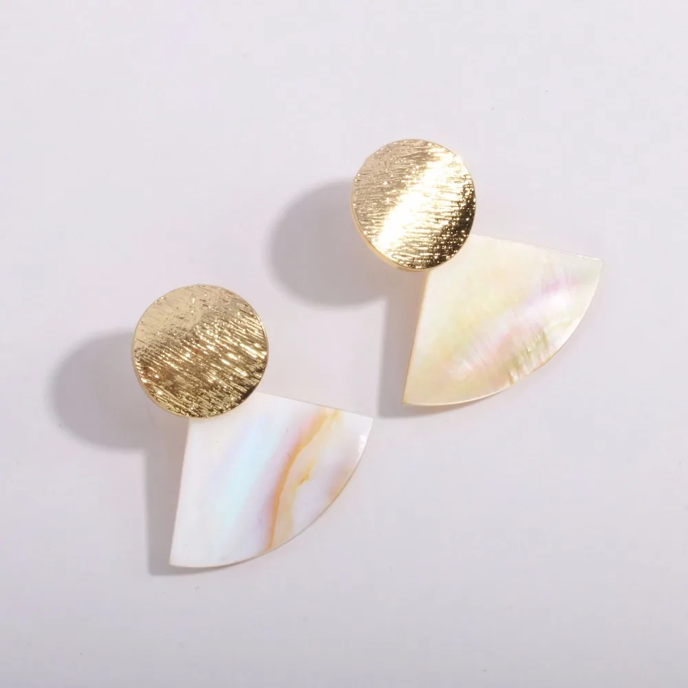 Fashion Wedding Jewelry Shell Pearl Geometric Clip on Earrings High Quality Shell Pendant no hole Earrings for women