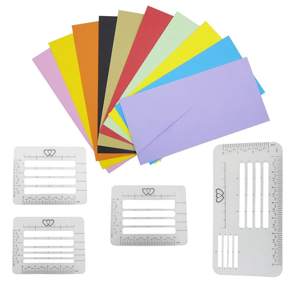 4Pcs Addressing Guide Letter Stencil Set Greeting Card Multi-use Notebook Templates Rulers Envelope Diary Craft Invitation