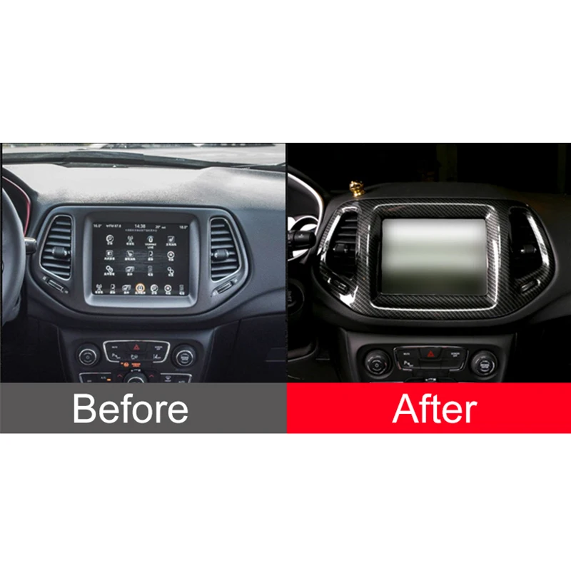 For Jeep Compass 2th 2017 2018 2019 2020 Carbon Car Navigation Map GPS Display Trims Frame Screen Cover Decorate Accessories