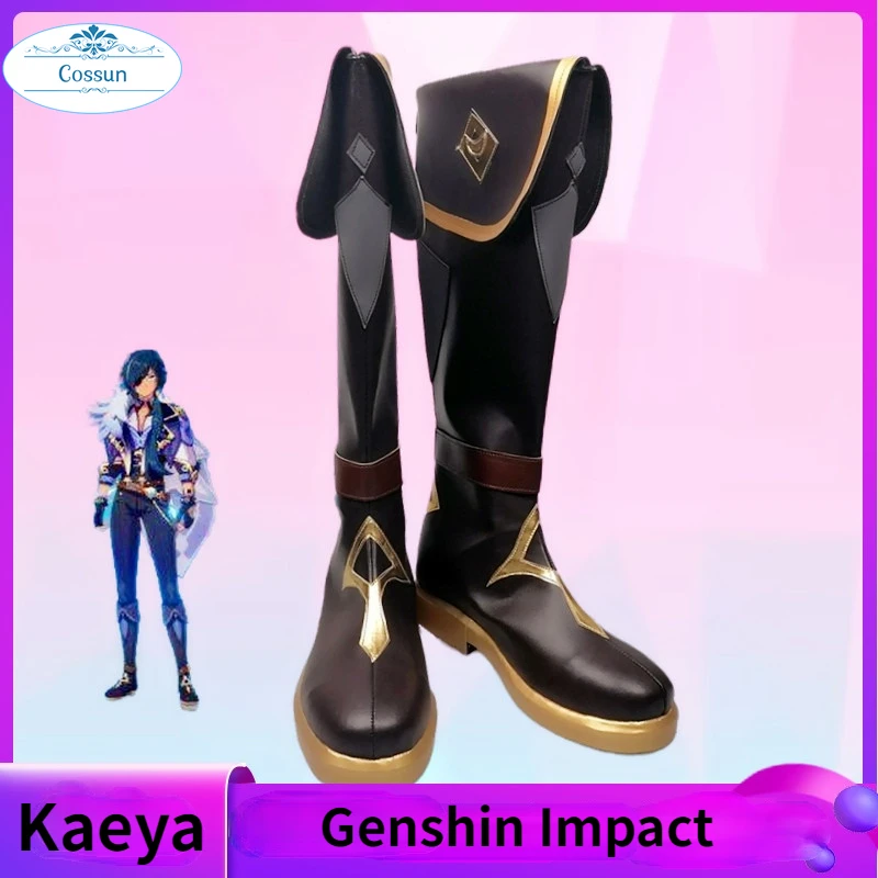 

Обувь для косплея Genshin Impact Kaeya, сапоги для Хэллоуина, карнавала, костюма для косплея, аксессуары, Длинные трубки, на заказ