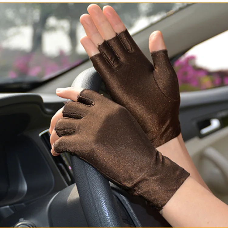 Ladies Spring and Summer Gloves Half Finger Spandex Gloves Women Tight Work Half Finger Stretch Gloves Cycling Gloves