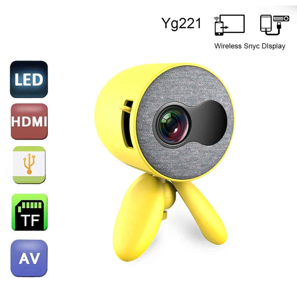 YG221 Mini Projector Support Wireless Sync Display Led Proyector Media Player Projetor Portatil HDMI USB Video Beamer