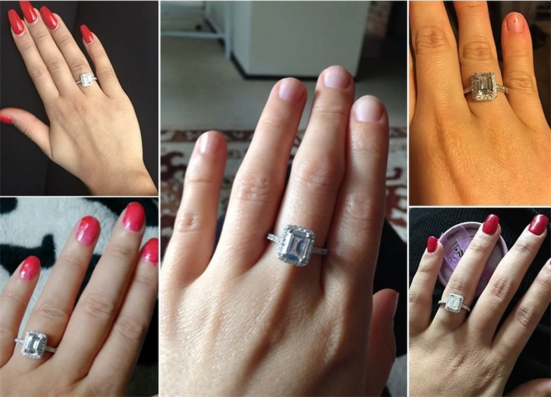 Handmade 100% 925 sterling Silver Engagement wedding Rings for Women ring set band finger promise Jewelry bridal personalized