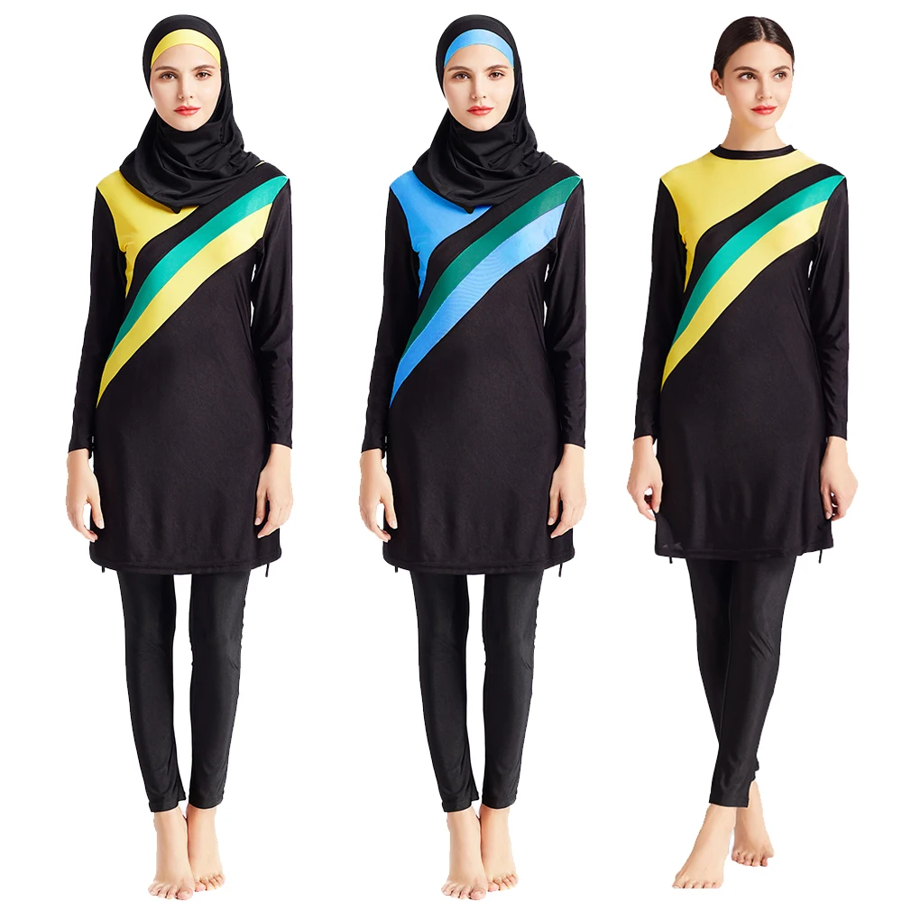 

3PCS Women Burkini Modesty Muslim Long Sleeve Swimwear Islamic Full Cover Swim Surf Beach Wear Arab Swimsuit Beachwear Costumes