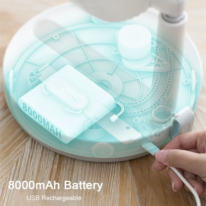 متعددة الوظائف 8000mAh طاولة قابلة للطي حامل مروحة USB قابلة للشحن قابل للتعديل ارتفاع مروحة مكتب المحمولة للمنزل مكتب في الهواء الطلق