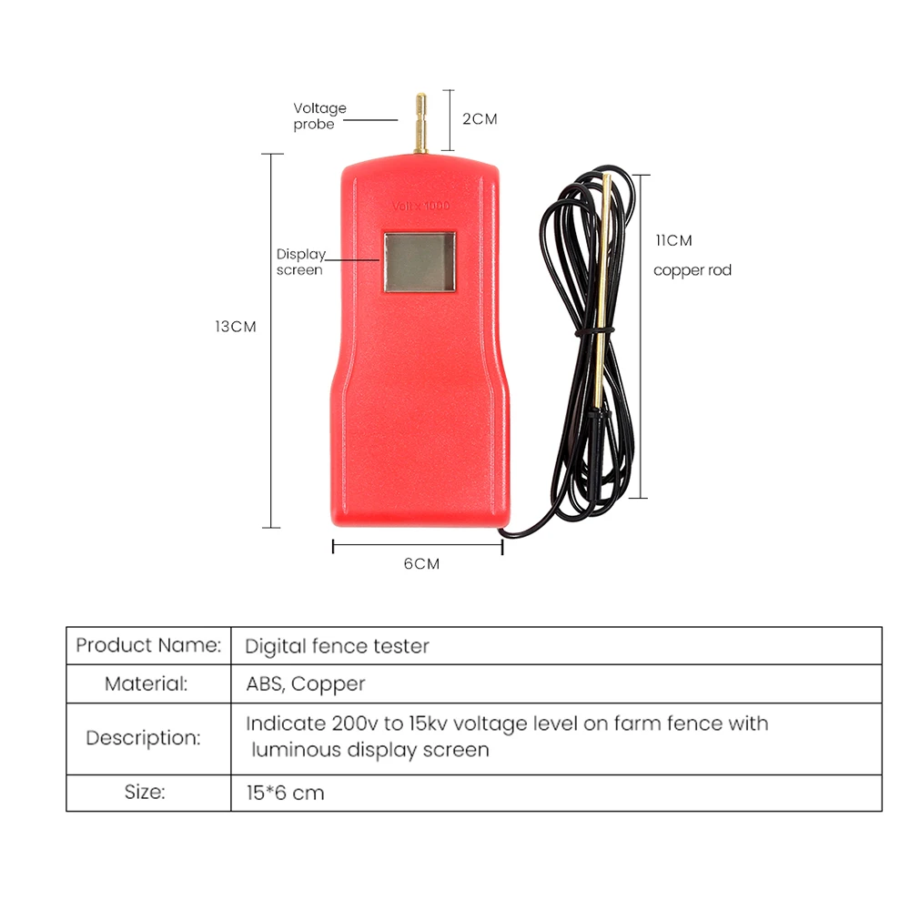 2020 new product LCD Screen Digital Fence Tester with battery cover with back light