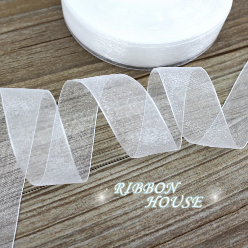 (50 yards/roll) 3/4\'\' (20mm) White Organza ribbons gift wrapping decoration Christmas ribbons