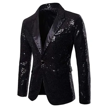 Men Glitters Suit Jackets Sequins Party Button Dance Bling Coats Wedding Party Men Blazer Gentleman Formal Suit Plus Size 2XL 4