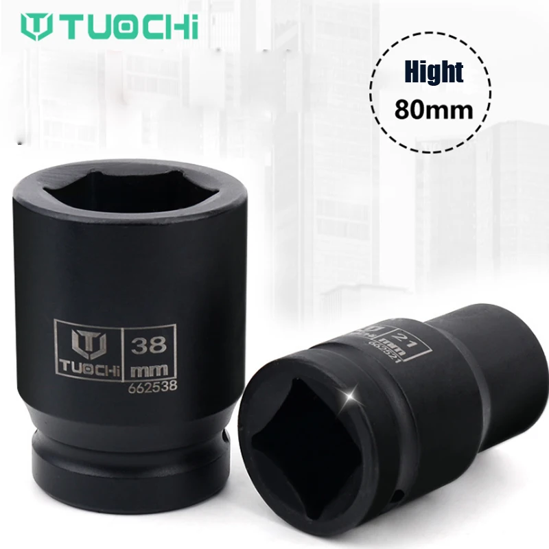 Enchufe de impacto de alta resistencia, CR-V de enchufes de aire hexagonales de 1 pulgada, piezas de herramientas neumáticas, llave neumática métrica, cabezal de enchufe, herramientas de mano