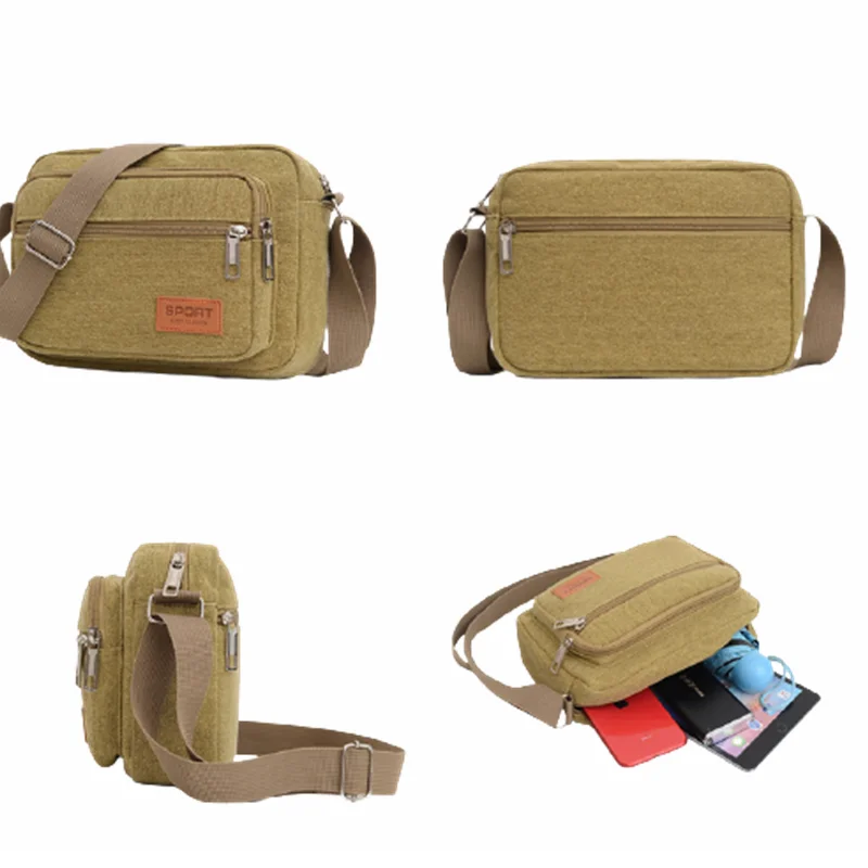 2022 Handbag Men Canvas Shoulder Bags Men's Casual Tote Travel Cross Bag Designer Messenger Bags Multi Pocket Sports Sling Bag