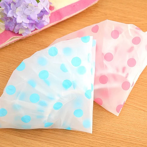 Lovely Dots Thickened Waterproof Transparent Shower Cap Bathroom Bathing Hat