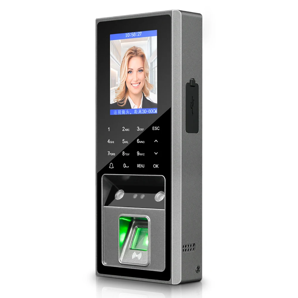 Face Recognition Fingerprint Capacidade para Door Lock System, 300, 125Khz RFID Card, Access Control, 2.8 \