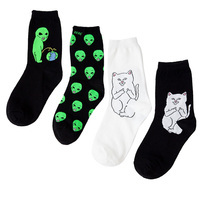 Fashion Unisex Cartoon Cat Art Funny Alien Planet Comfortable Autumn Winter Creative Warm Cotton Halloween Party Socks