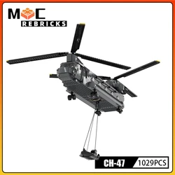 Military Series Beoing-CH-47 Chinook Transport Helicopte MOC Building Block Loadable role Assembly Model Bricks Kit Kid Toy Gift