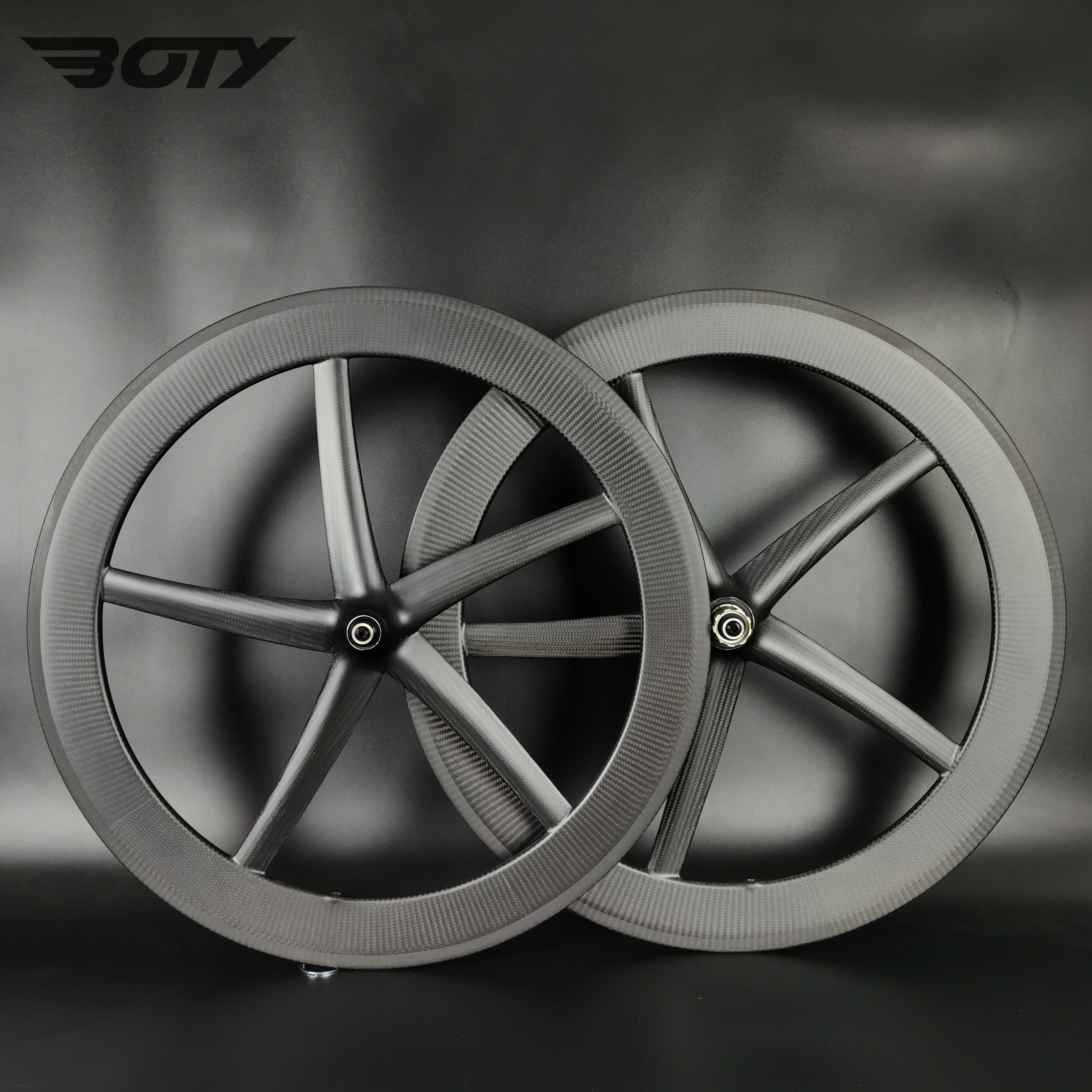 700C 25mm width 5-Spokes Clincher/tubular carbon Wheels Five-spoke 65mm depth for Track/ Road Bike carbon wheelset with 3k twill