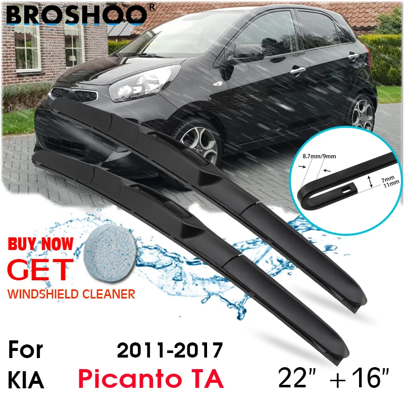 

Car Wiper Blade Front Window Windscreen Windshield Wipers Blades J hook Auto Accessories For KIA Picanto TA 22"+16" 2011-2017