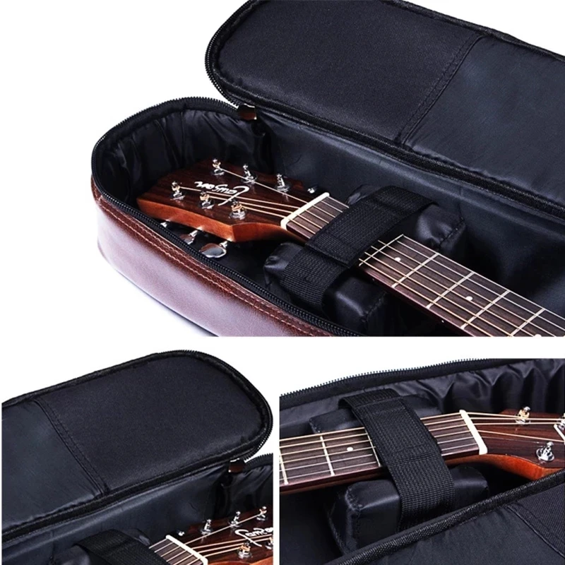 Imagem -04 - Impermeável Guitarra Bolsa com Alças Brown Mochila Acústico Folk Gig pu Case 40 41 K020