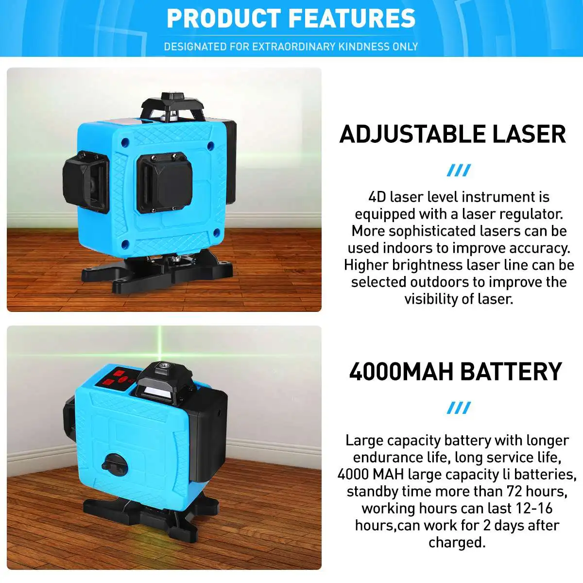 16 Lines 4D Green Laser Level Self-Leveling 360 Degrees Horizontal And Vertical Cross Lines Green Laser Line With Tripod Battery