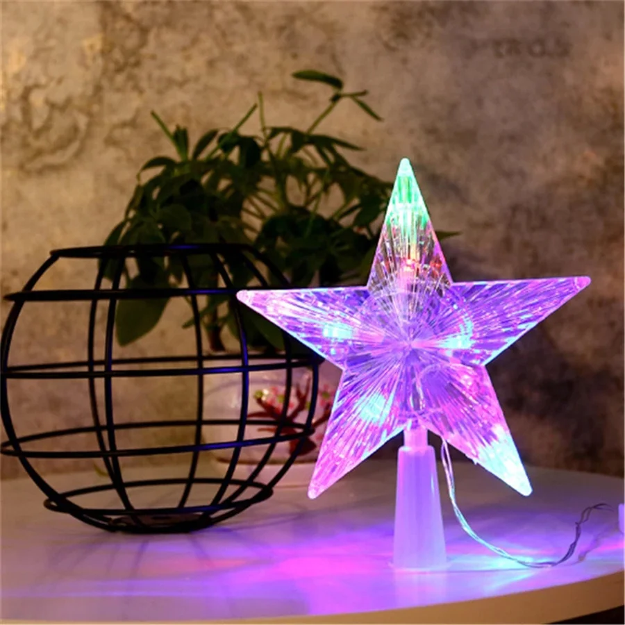 

31led Fairy Night Light Eu Plug Five-pointed Star Christmas Tree Top Lamp For Xmas Party Wedding Room Outdoor Garland Decoration