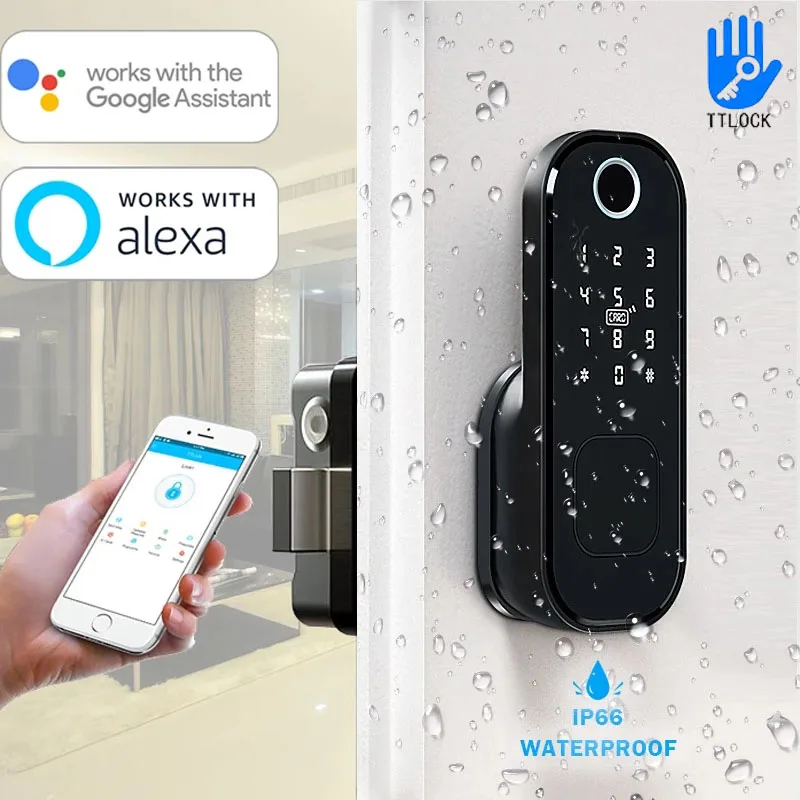 

Wifi tt lock App bluetooth Fingerprint Rim Lock Smart Card Digital Keyless Code battery Electronic Door Lock For Home