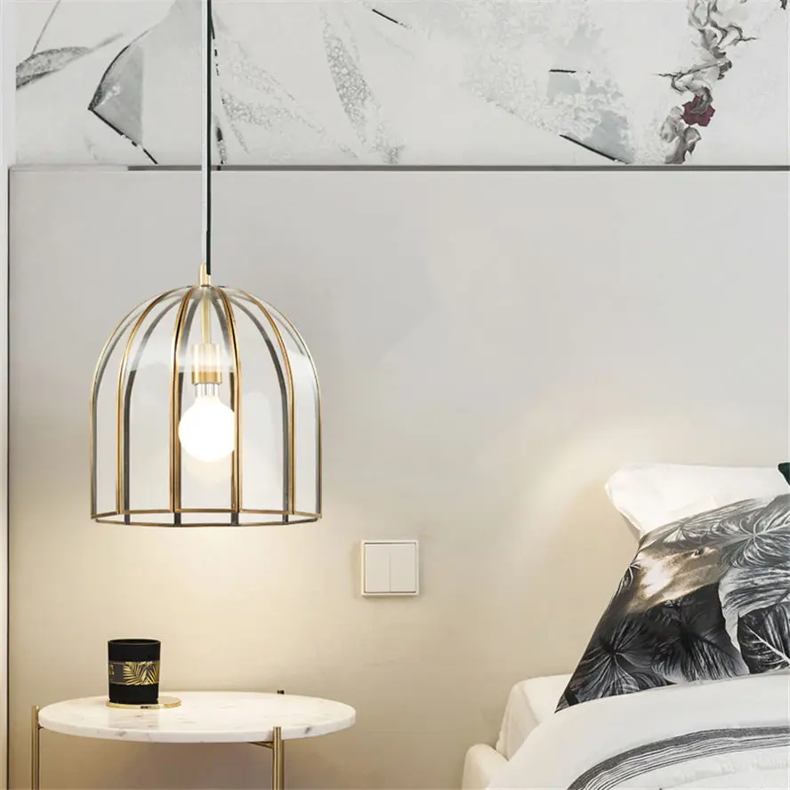 Nordic Luxus Kupfer Grenze Klarglas Pendelleuchten moderne Home Deco Hängelampe Küchenarmaturen Esszimmer LED-Leuchte