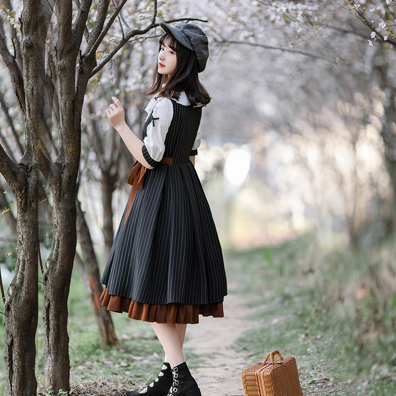 Anh Học Đại Học Phong Cách Ngọt Lolita Đầm Dây Retro Ren Nơ Victoria Đầm Xinh Xắn Kawaii Cô Gái Gothic Lolita Cos Loli