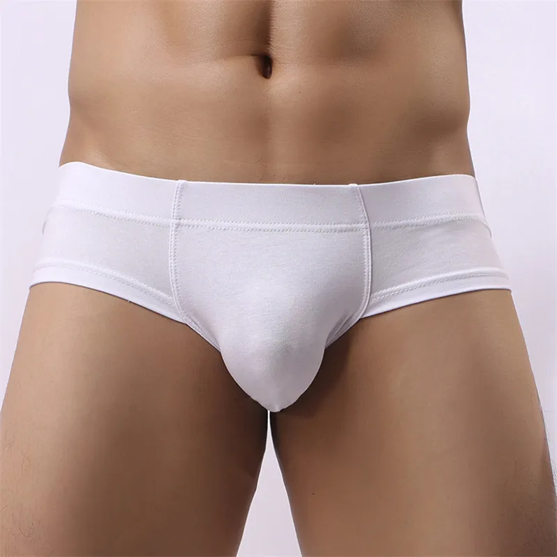 Ropa interior Sexy de algodón para hombre, calzoncillos cortos de cintura baja, sólido, transpirable, bolsa convexa en U, Cueca, M-XXL