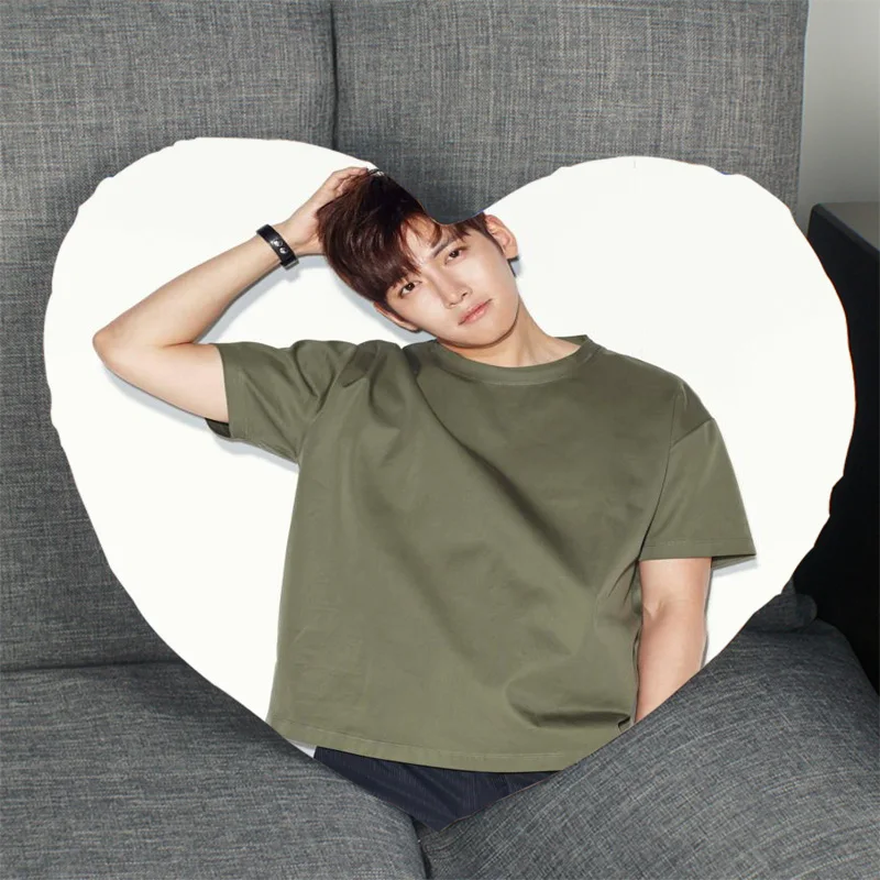 Custom Ji Chang Wook Pillow Case Heart Shaped Zipper Pillow Cover Satin Soft No Fade Pillow Case Home Textile Decorative