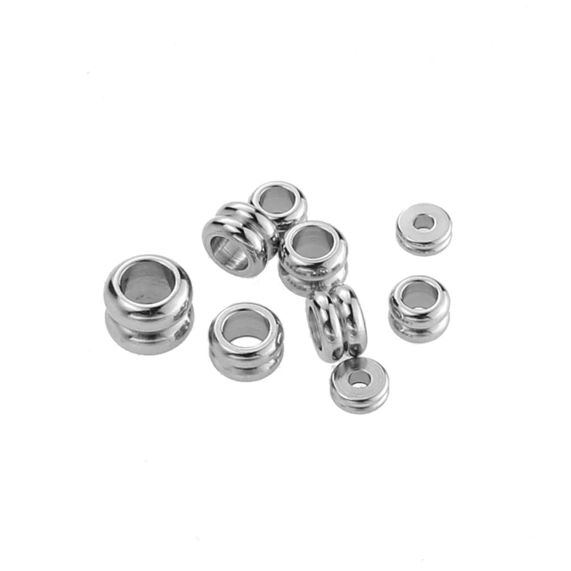 Stainless Steel Spacer Beads Large Hole Slider 8mm 5mm Charms Leather Bracelet Jewelry Making DIY Supplies Accessories Findings